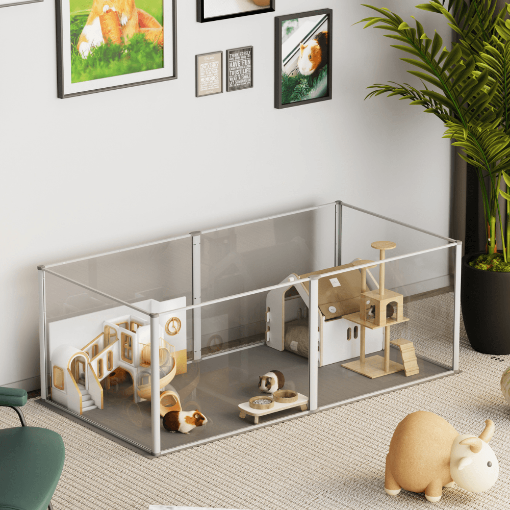 6 Panels Acrylic Pet Dog Playpen Puppy Crate Kennel Fence with Waterproof PadPet EnclosureBravo Pets