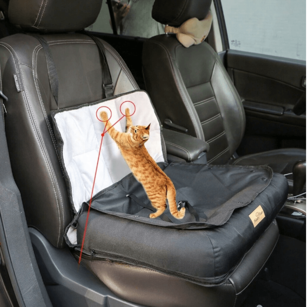 Car Seat Bed Waterproof Pet Cushion Mat with Removable Cover and Safety BeltPet Car CarrierBravo Pets