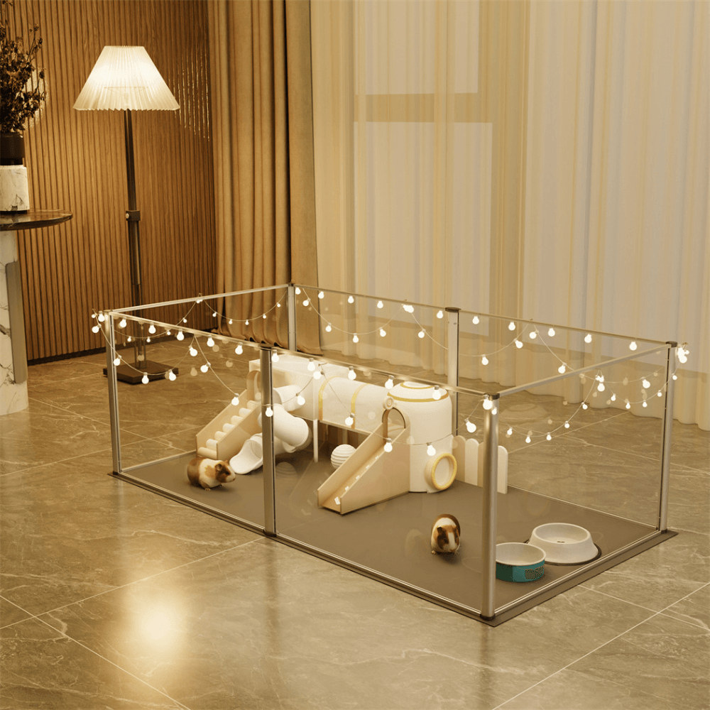 6 Panels Acrylic Pet Dog Playpen Puppy Crate Kennel Fence with Waterproof PadPet EnclosureBravo Pets