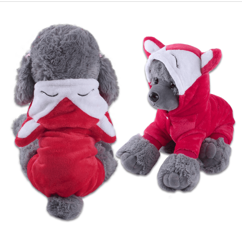 Adorable Plush Animal - Themed Pet Jumpsuit – Cosy & Warm Coral Fleece Dog OutfitDog ApparelBravo Pets