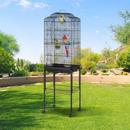 Bird Cage with Rolling Stand and Hanging Toys Large Metal AviaryBird CageBravo Pets
