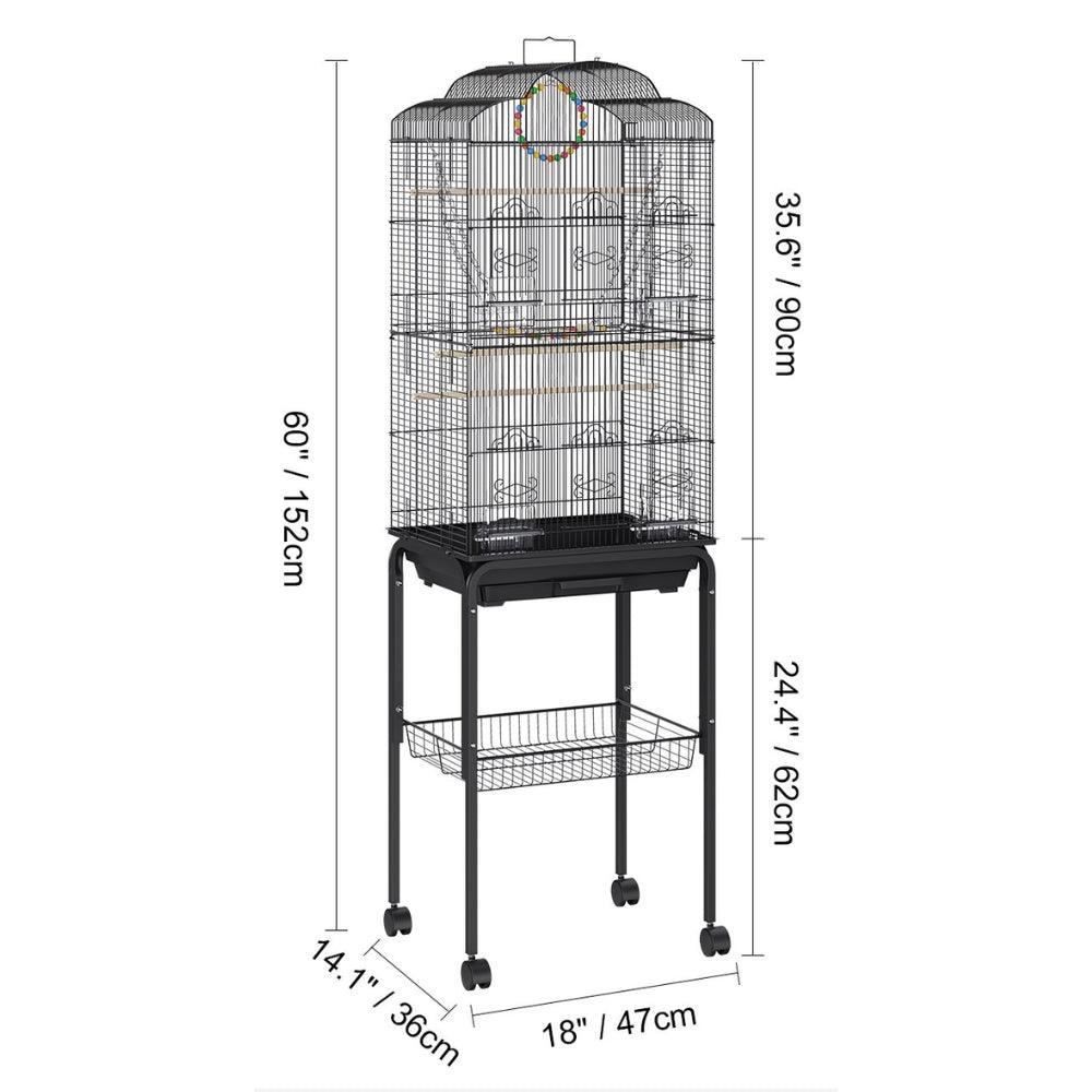 Bird Cage with Rolling Stand and Hanging Toys Large Metal AviaryBird CageBravo Pets