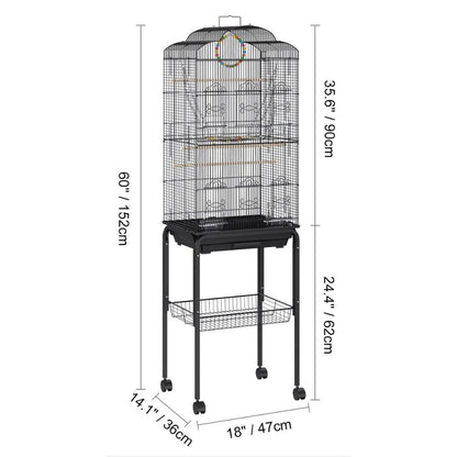 Bird Cage with Rolling Stand and Hanging Toys Large Metal AviaryBird CageBravo Pets