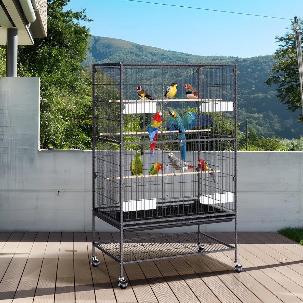 Premium Standing Bird Cage with Rolling Stand Durable Carbon Steel DesignBird CageBravo Pets