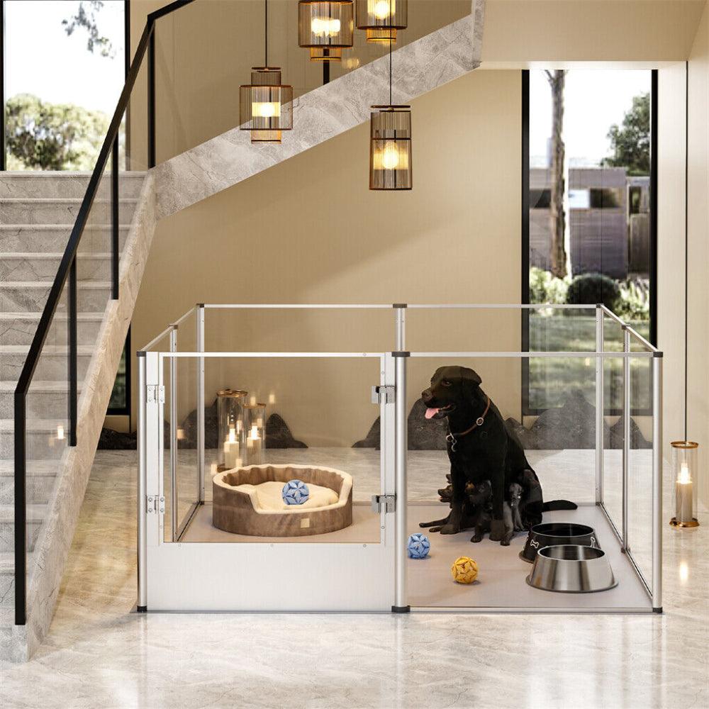 Premium Clear Acrylic Pet Whelping Pen with Waterproof Floor PadPet EnclosureBravo Pets