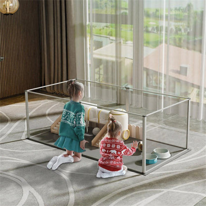 Premium Clear Acrylic Pet Whelping Pen with Waterproof Floor PadPet EnclosureBravo Pets
