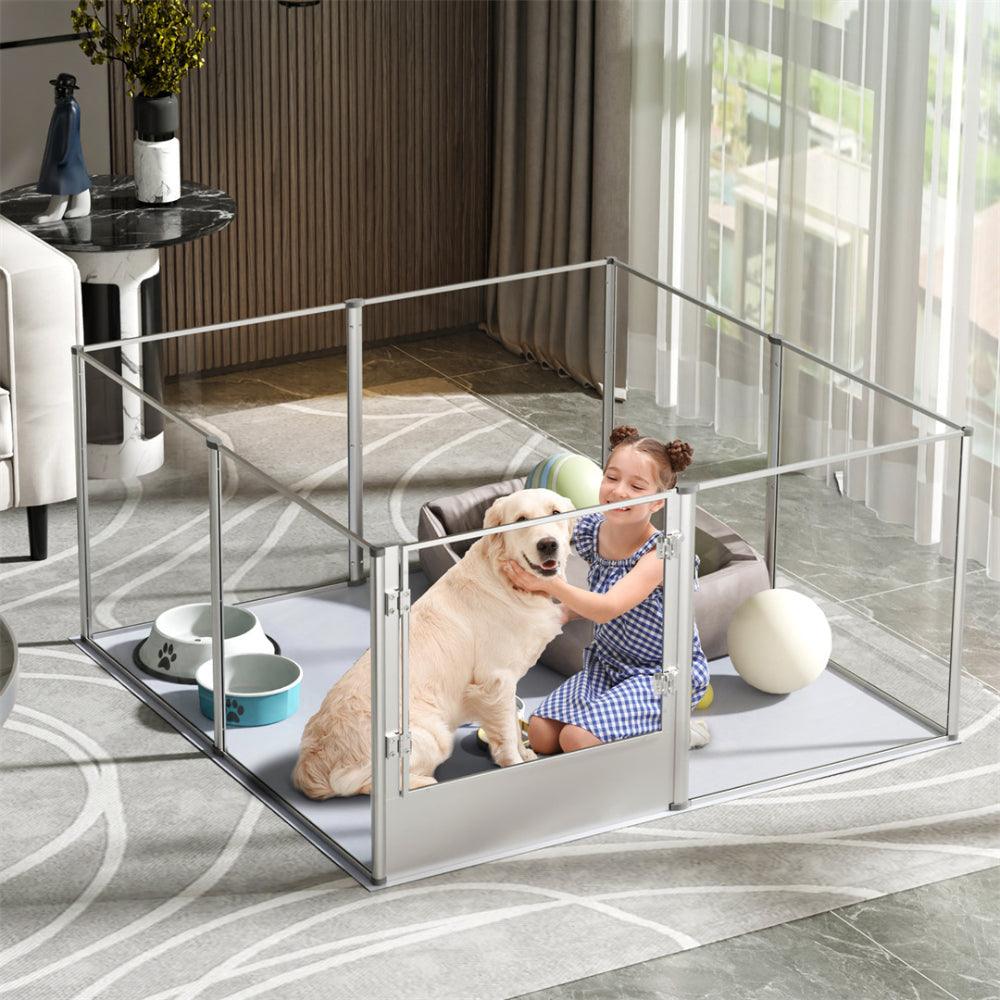 Premium Clear Acrylic Pet Whelping Pen with Waterproof Floor PadPet EnclosureBravo Pets
