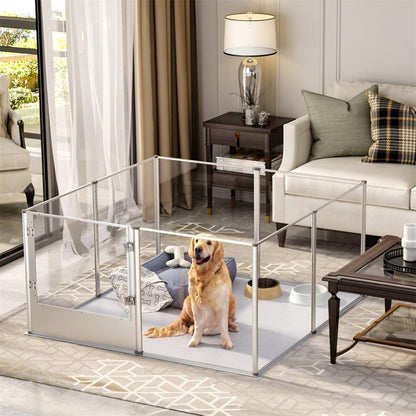 Premium Clear Acrylic Pet Whelping Pen with Waterproof Floor PadPet EnclosureBravo Pets