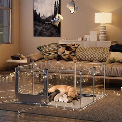 Premium Clear Acrylic Pet Whelping Pen with Waterproof Floor PadPet EnclosureBravo Pets
