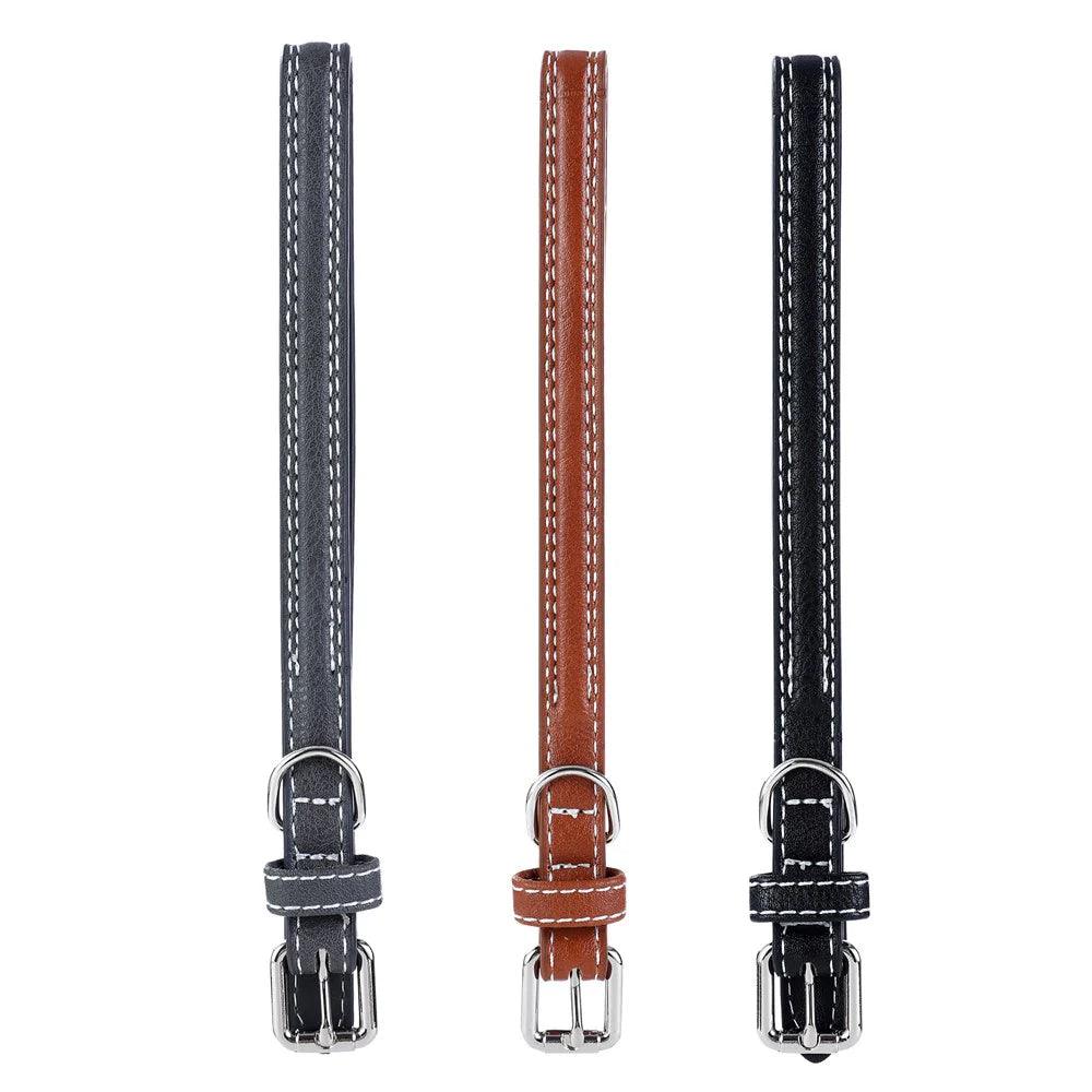 Faux Leather Premium Padded Dog Collar With Stitch DetailsDog CollarBravo Pets